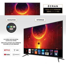 Smart TV 50'' 4K Ultra HD Netflix YouTube PrimeVideo Screencast USB HDMI