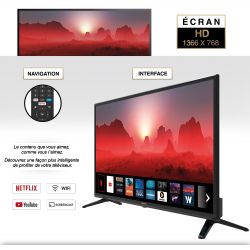 Smart TV 32'' HD Netflix YouTube PrimeVideo Screencast USB HDMI