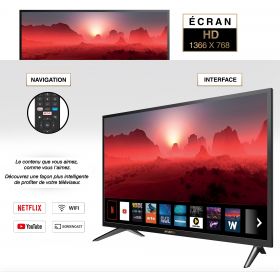 Smart TV 24'' HD Netflix YouTube PrimeVideo Screencast USB HDMI