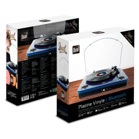 Platine vinyle Bluetooth out enceintes intégrées finition laquée bleue