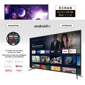 Android TV 55'' 4K Ultra HD Google Assistant et NetflixYouTube Chromecast