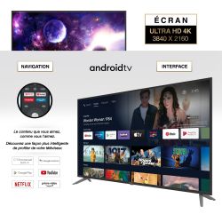 Android TV 55'' 4K Ultra HD Google Assistant et NetflixYouTube Chromecast