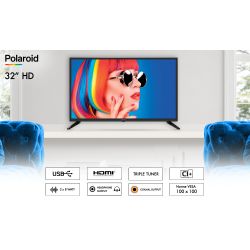 TV 32'' HD LED avec triple tuner USB et HDMI sortie casque
