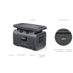 Station Electrique Portable INFINITY 1500, 1512Wh, Générateur Solaire, Charge rapide de 0 à 80% en 1h, 12 sorties, Batterie pour