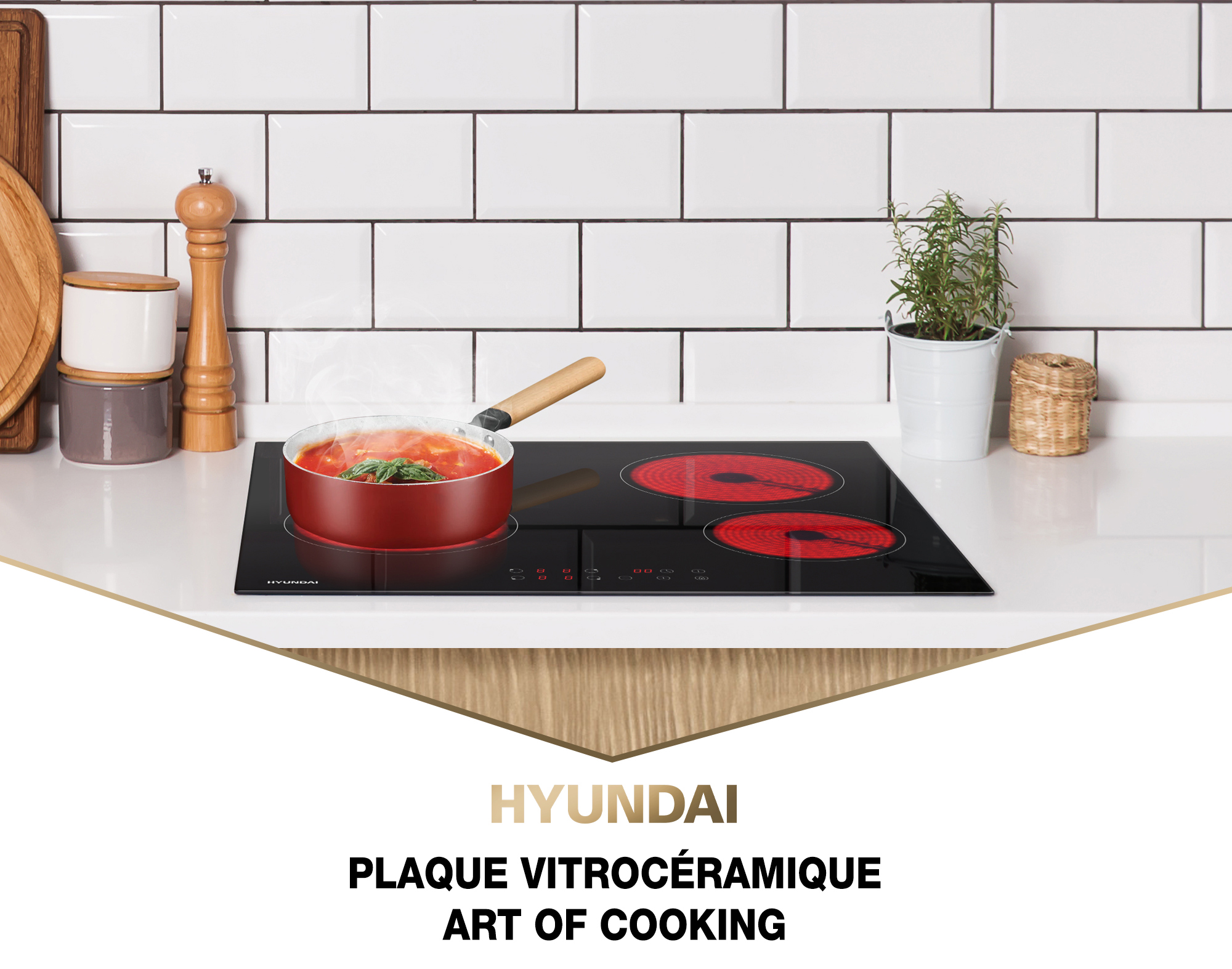 25€ sur Hyundai - Plaque vitrocéramique 2 foyers table de cuisson 3000W 9  puissances - touche tactile - Plaque vitrocéramique - Achat & prix